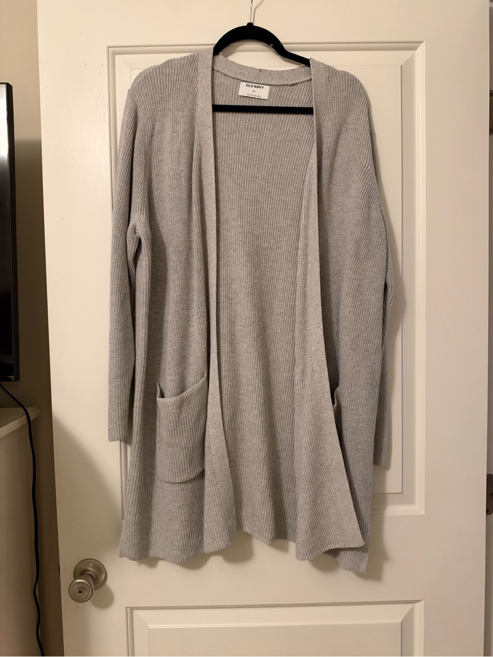 Old Navy Light Gray Ribbed Open Cardigan with Pockets